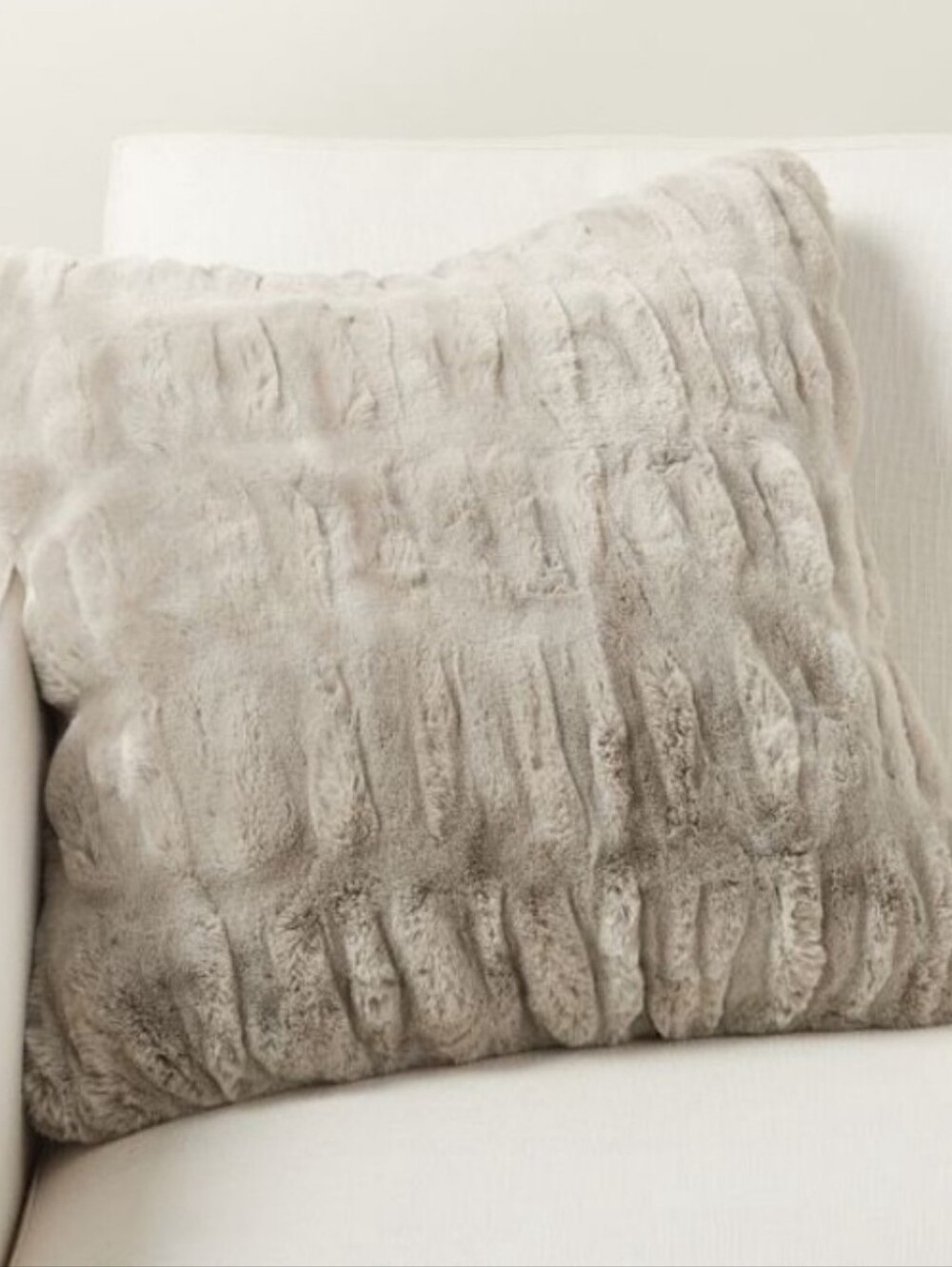 Pottery Barn Ruched Faux Fur Pillow Cover - Taupe 20x20